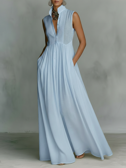 Women's Minimalist Cotton-linen Blend Sleeveless Maxi Dress MDZ2615B6Y