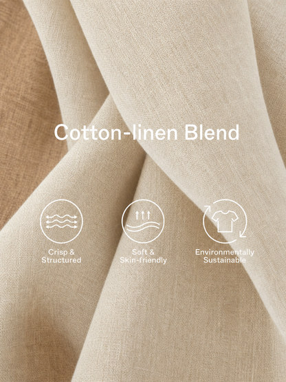 Women's Casual Off-White And Khaki Color-Blocked Cotton And Linen Halter Neck Fitted Waist Mini Dress MDZ1598F1GMJ